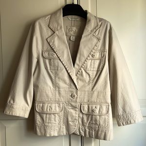 Vintage Y2K White House/Black Market 3/4 sleeve natural canvas jacket Size US10